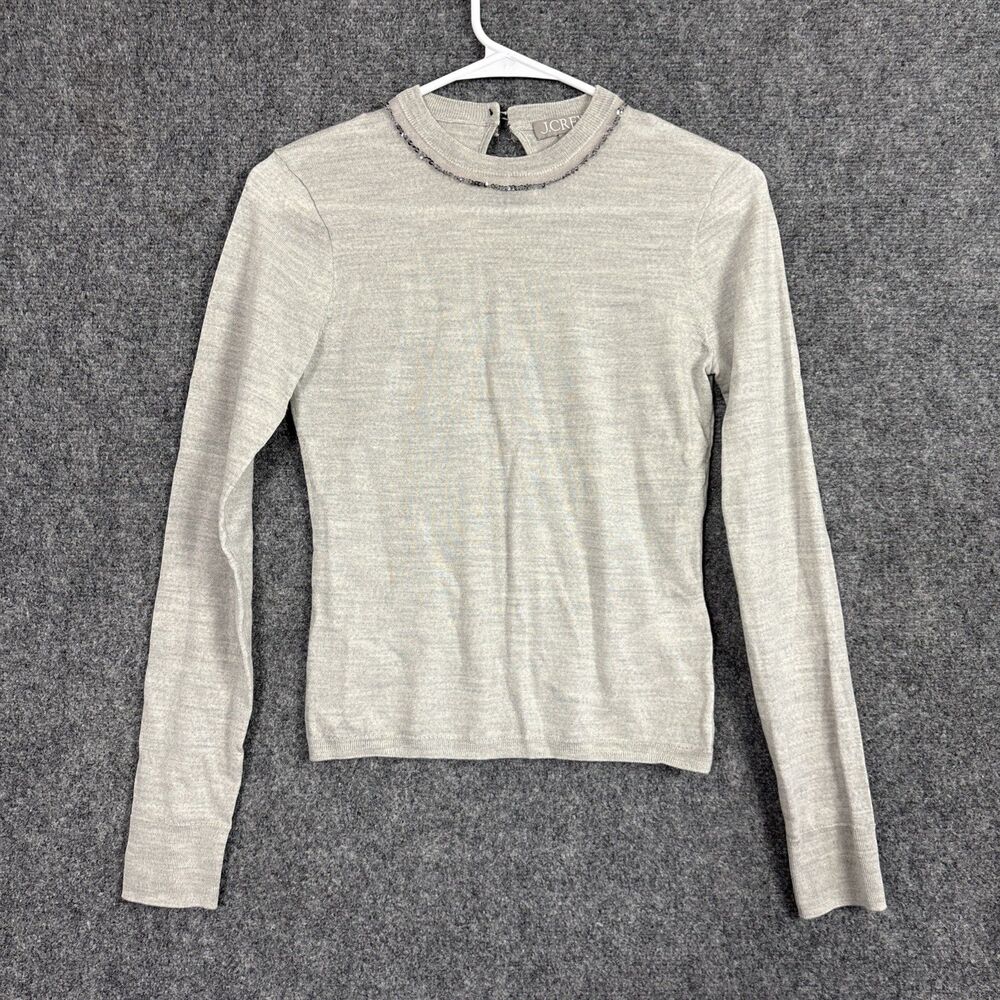 J.CREW Knit Top  Womens XS Grey Wool Preppy Classic Party